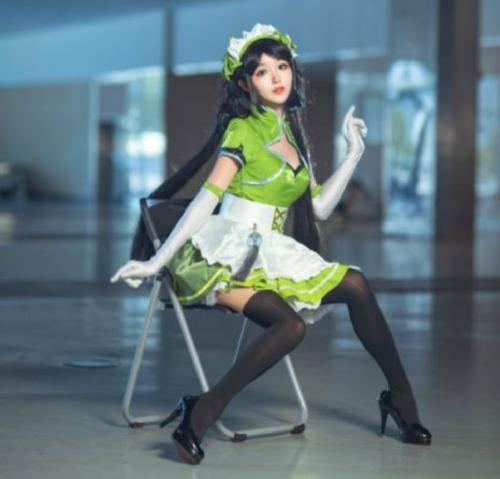 孙尚香黑丝过膝袜女仆cos